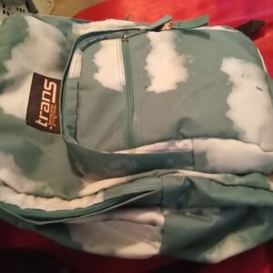 Jansport Green and White Backpack with Trendy Design